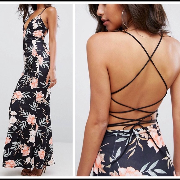 ASOS Dresses & Skirts - ONE LEFT! NWT ASOS FLORAL BACKLESS MAXI DRESS